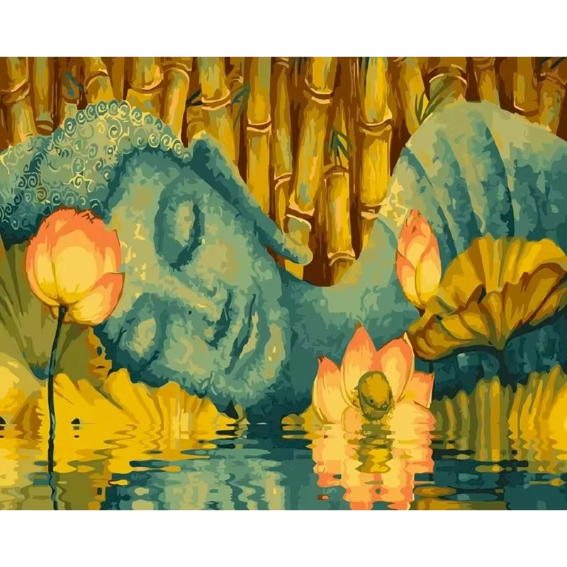 Malen nach Zahlen - Buddha am Lotus Teich