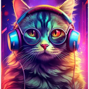 Malen Nach Zahlen Katze Mit Kopfhörer